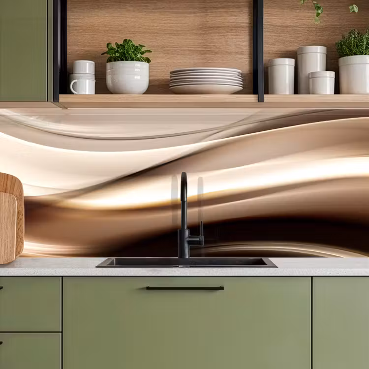 Keuken achterwand - Golven - Abstract - Warm Beige — 8