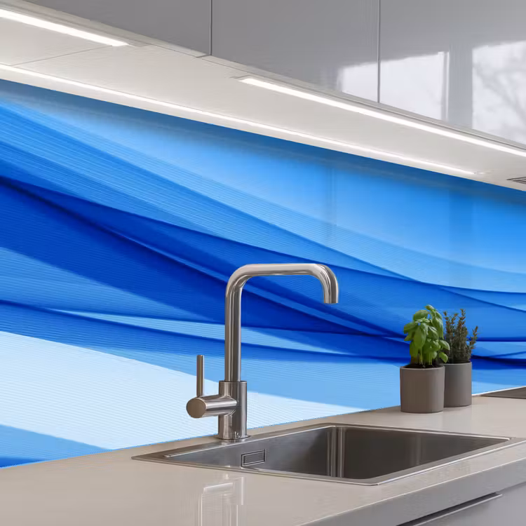 Keuken achterwand - Golven - Helder - Blauw — 2