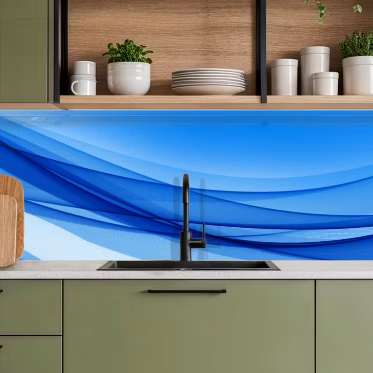Keuken achterwand - Golven - Helder - Blauw — 8