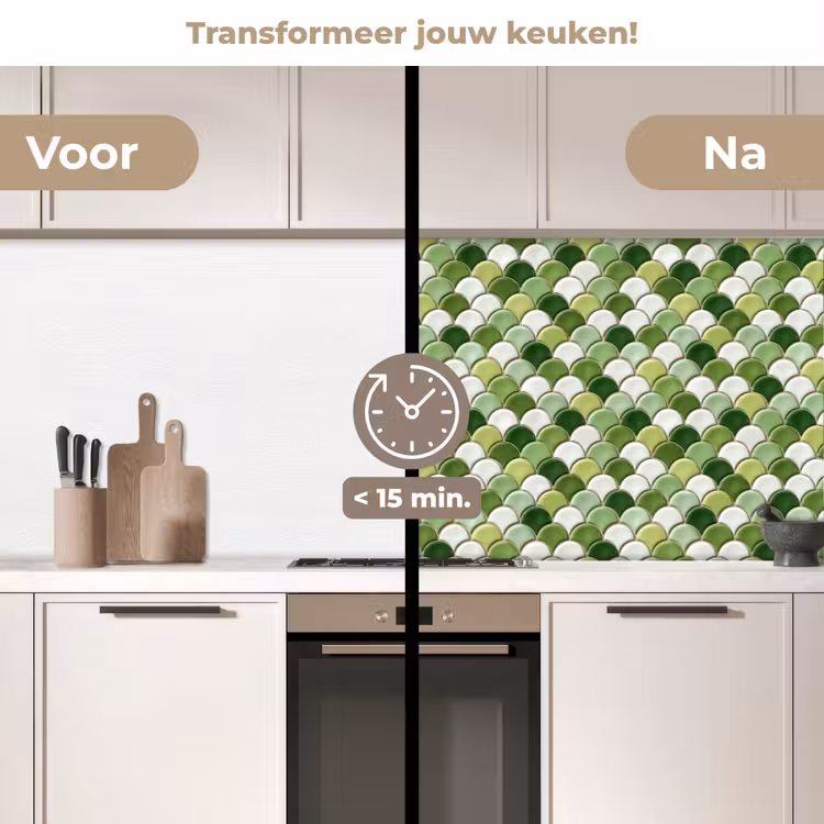Keuken achterwand - Keramiek - Structuur - Groen - Wit — 3