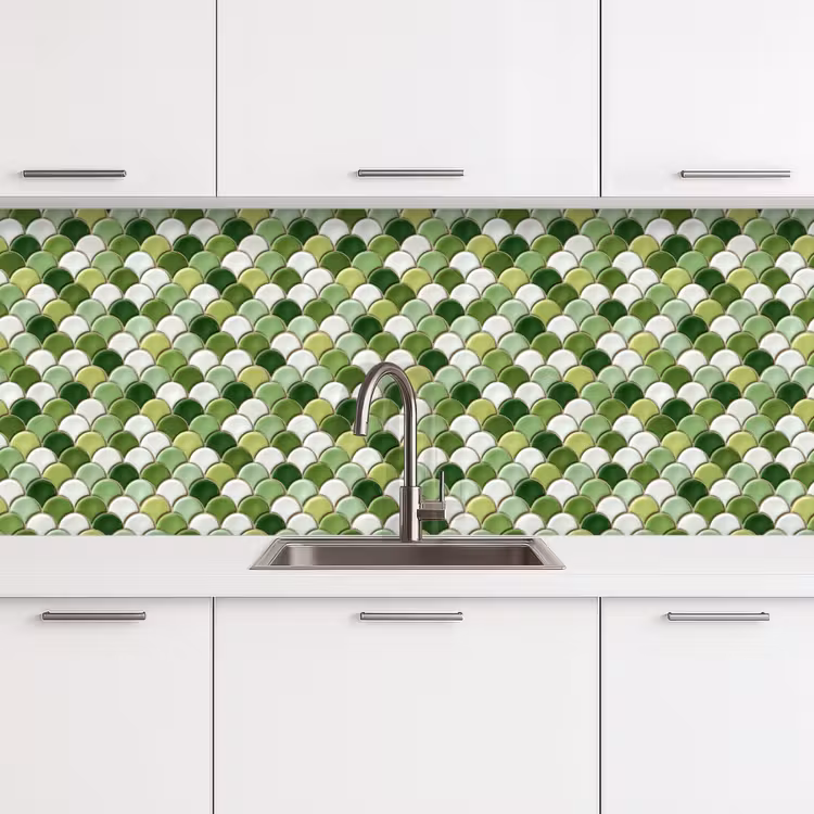 Keuken achterwand - Keramiek - Structuur - Groen - Wit — 4