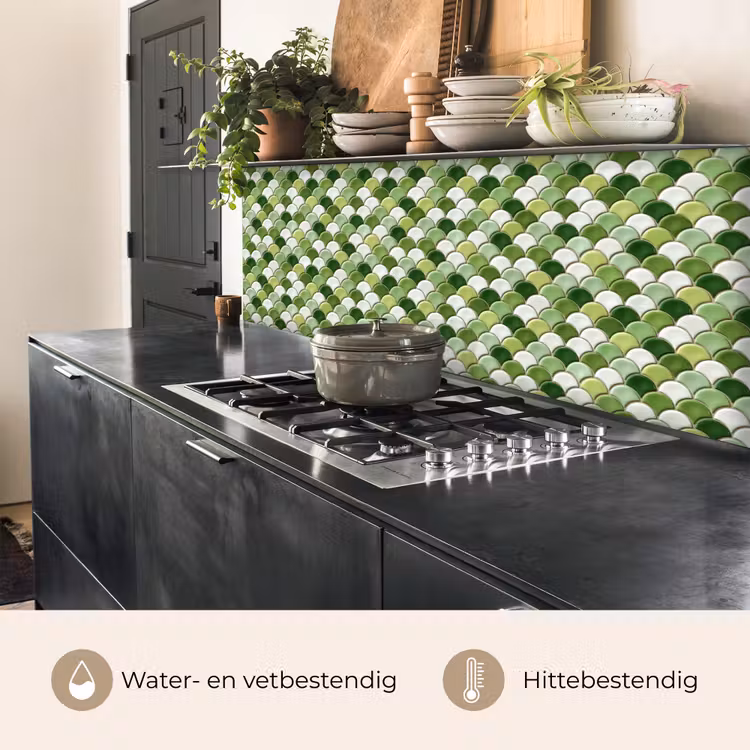 Keuken achterwand - Keramiek - Structuur - Groen - Wit — 5