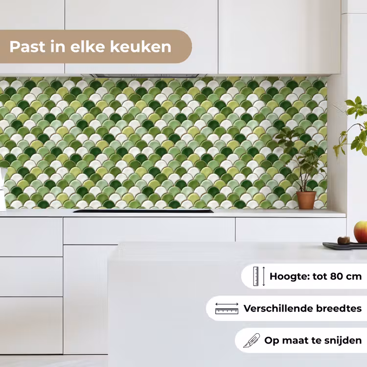 Keuken achterwand - Keramiek - Structuur - Groen - Wit — 7
