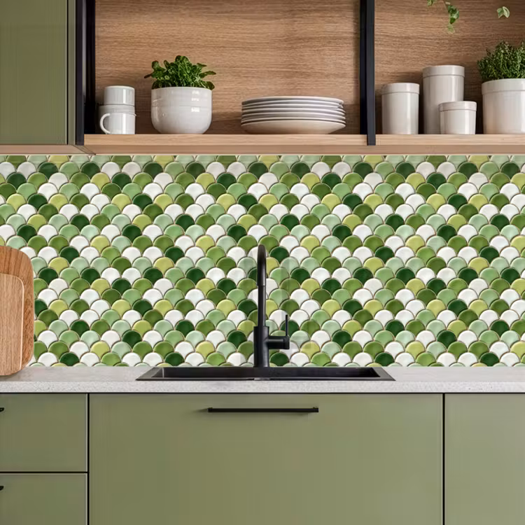 Keuken achterwand - Keramiek - Structuur - Groen - Wit — 8