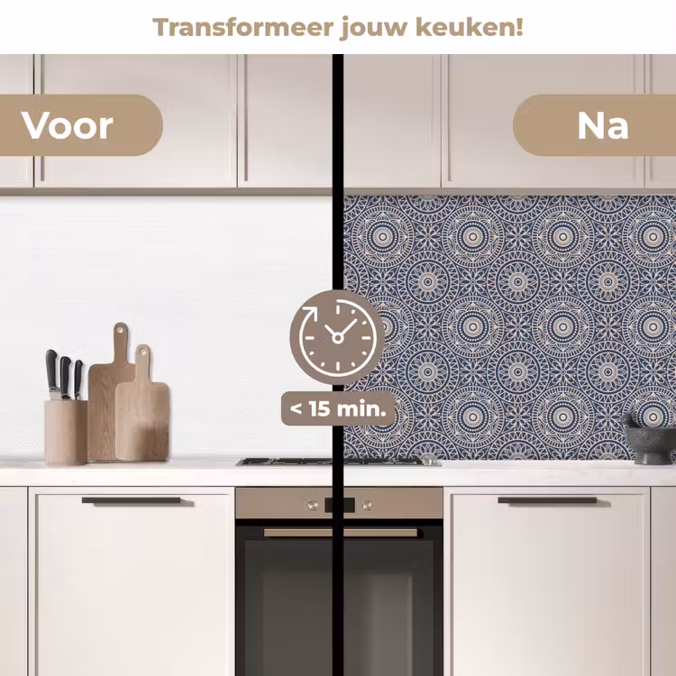 Keuken achterwand - Mandala - Blauw - Patroon — 3