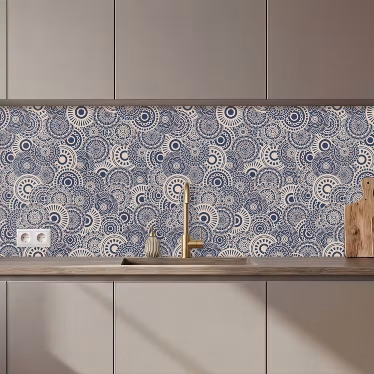 Keuken achterwand - Mandala - Blauw - Patroon — 1