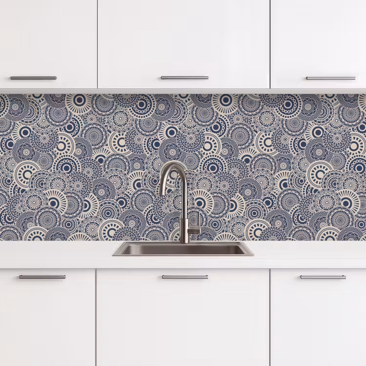 Keuken achterwand - Mandala - Blauw - Patroon — 4