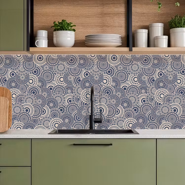 Keuken achterwand - Mandala - Blauw - Patroon — 8