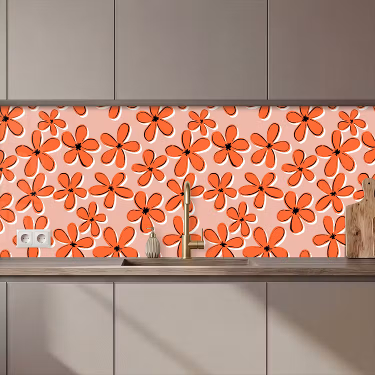 Keuken achterwand - Patronen - Vintage - Bloem — 1