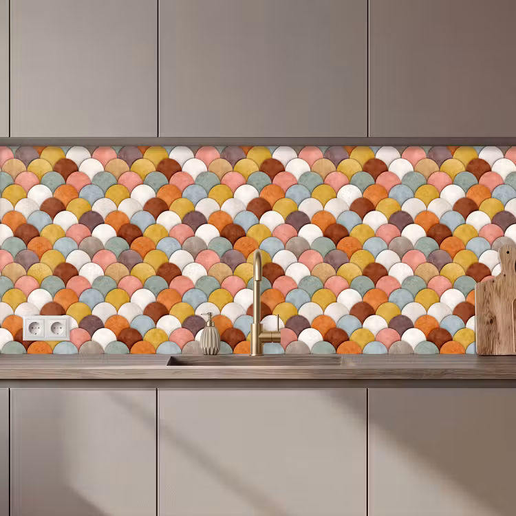 Keuken achterwand - Regenboog - Schubben - Aardetinten — 1