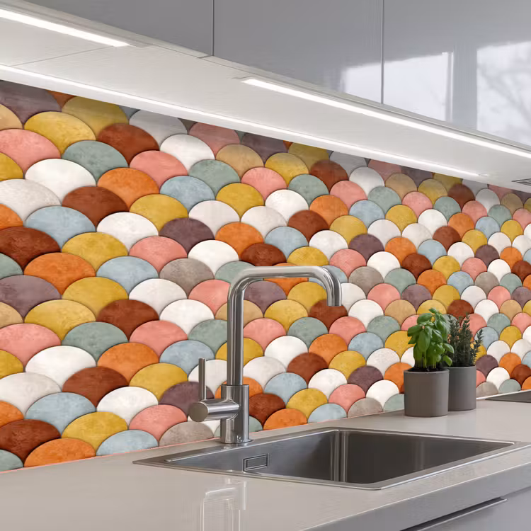 Keuken achterwand - Regenboog - Schubben - Aardetinten — 2