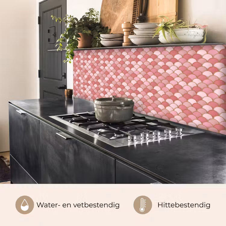 Keuken achterwand - Tegel - Patroon - Roze - Goud — 5
