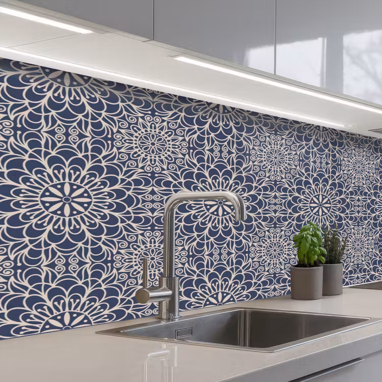 Keuken achterwand - Mandala - Blauw - Patronen — 2