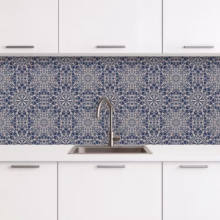 Keuken achterwand - Mandala - Blauw - Patronen — 4