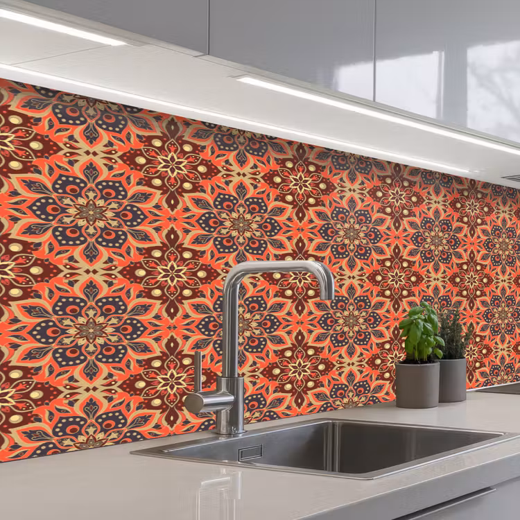 Keuken achterwand - Mandala - Bloemen - Patroon - Retro — 2