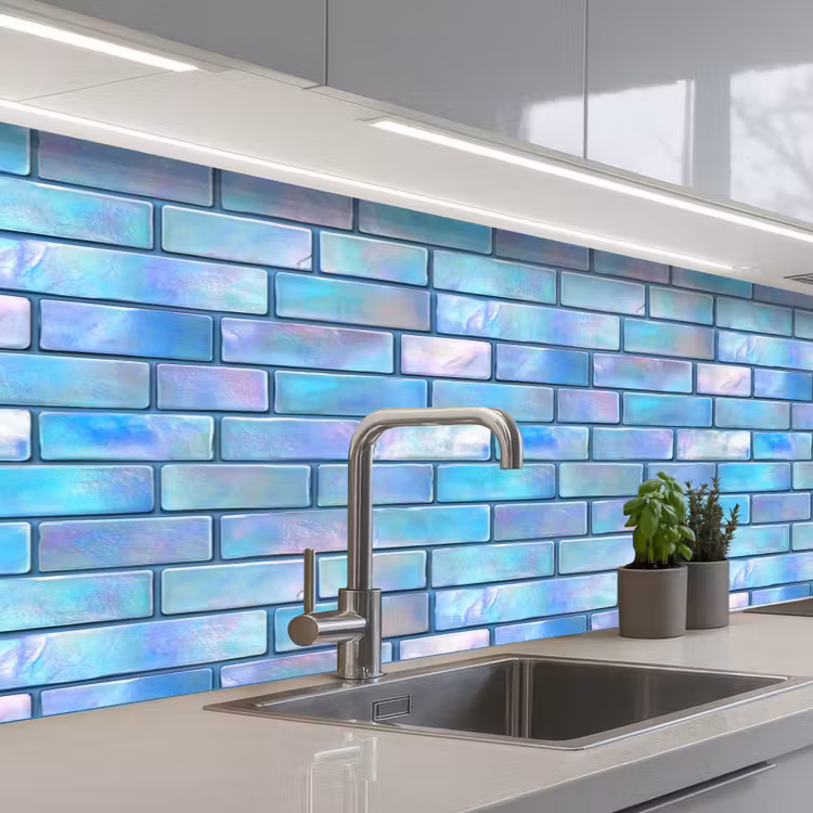Keuken achterwand - Blauw - Glans - Muur — 2