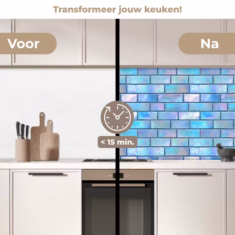 Keuken achterwand - Blauw - Glans - Muur — 3