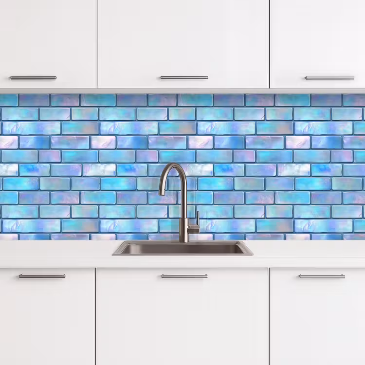 Keuken achterwand - Blauw - Glans - Muur — 4