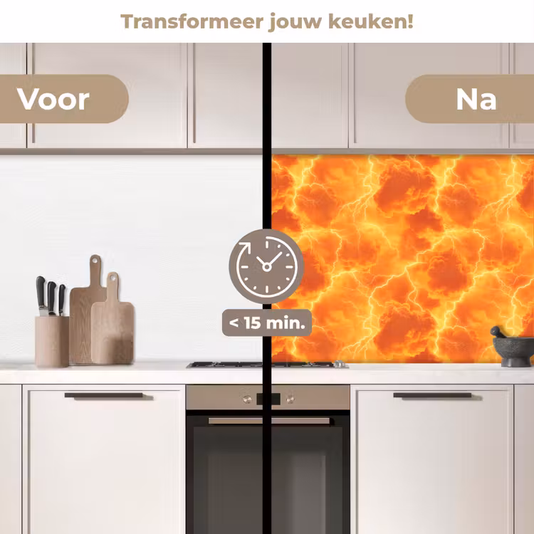 Keuken achterwand - Bliksem - Storm - Oranje — 3