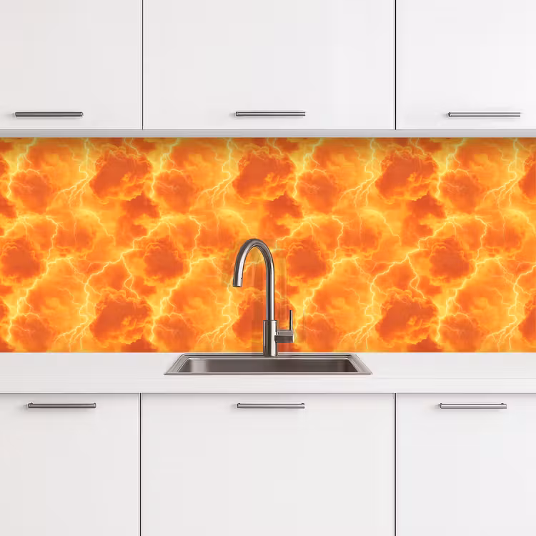 Keuken achterwand - Bliksem - Storm - Oranje — 4