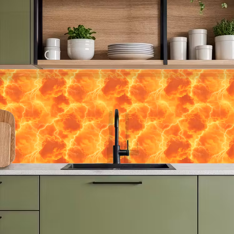 Keuken achterwand - Bliksem - Storm - Oranje — 8