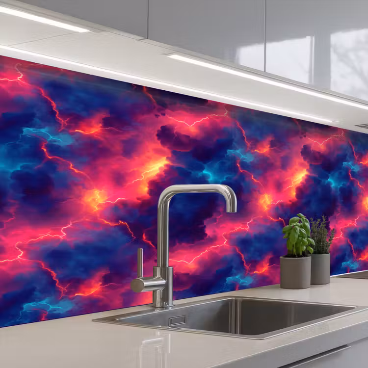 Keuken achterwand - Bliksem - Wolken - Kleurenrijk — 2