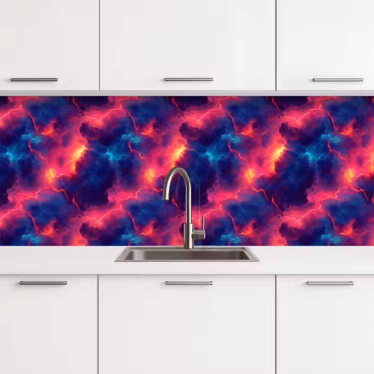 Keuken achterwand - Bliksem - Wolken - Kleurenrijk — 4
