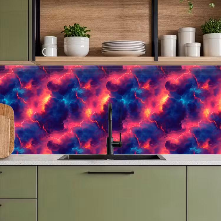 Keuken achterwand - Bliksem - Wolken - Kleurenrijk — 8