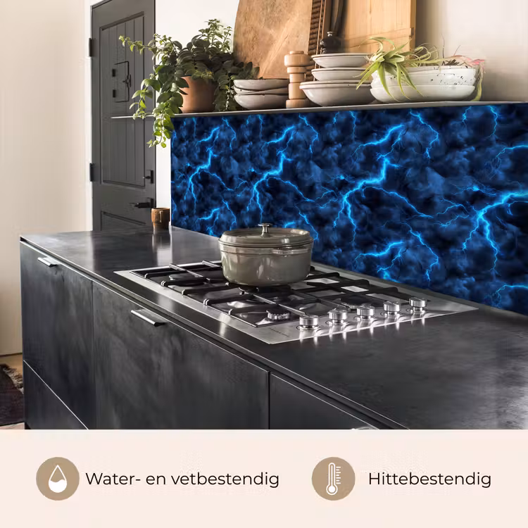 Keuken achterwand - Donker - Blauw - Bliksem — 5