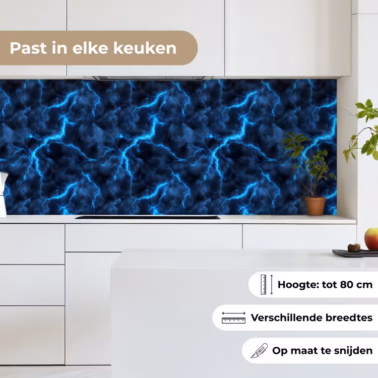 Keuken achterwand - Donker - Blauw - Bliksem — 7