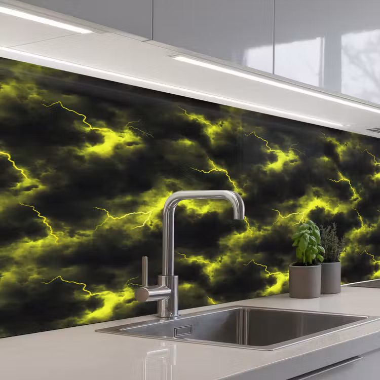 Keuken achterwand - Geel - Storm - Wolken — 2