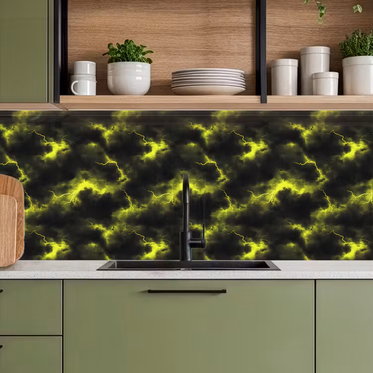 Keuken achterwand - Geel - Storm - Wolken — 8