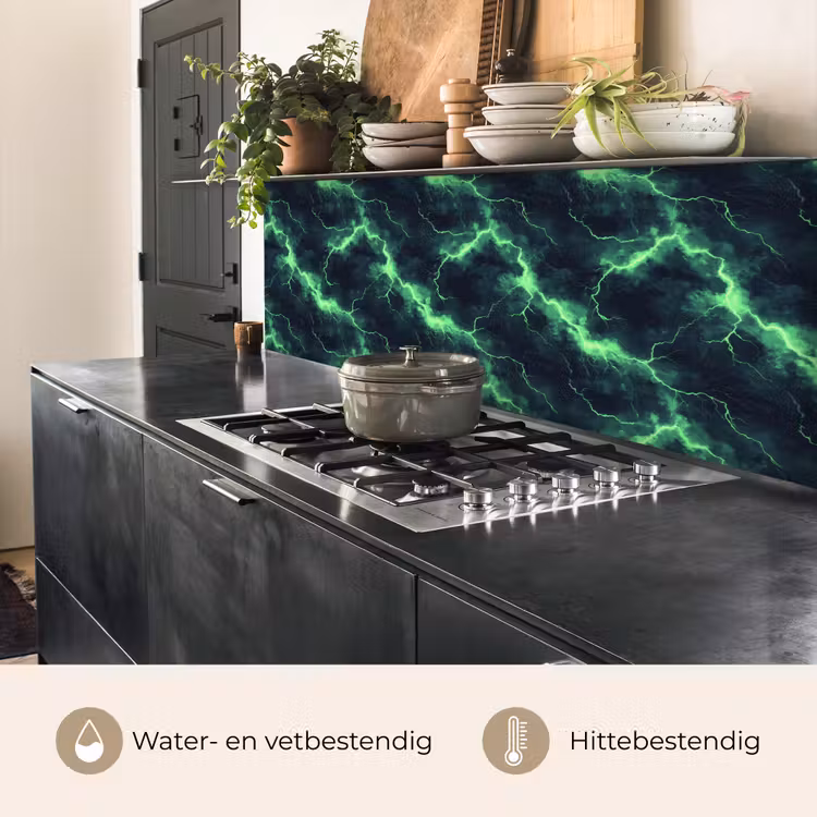 Keuken achterwand - Groen - Bliksem - Storm — 5