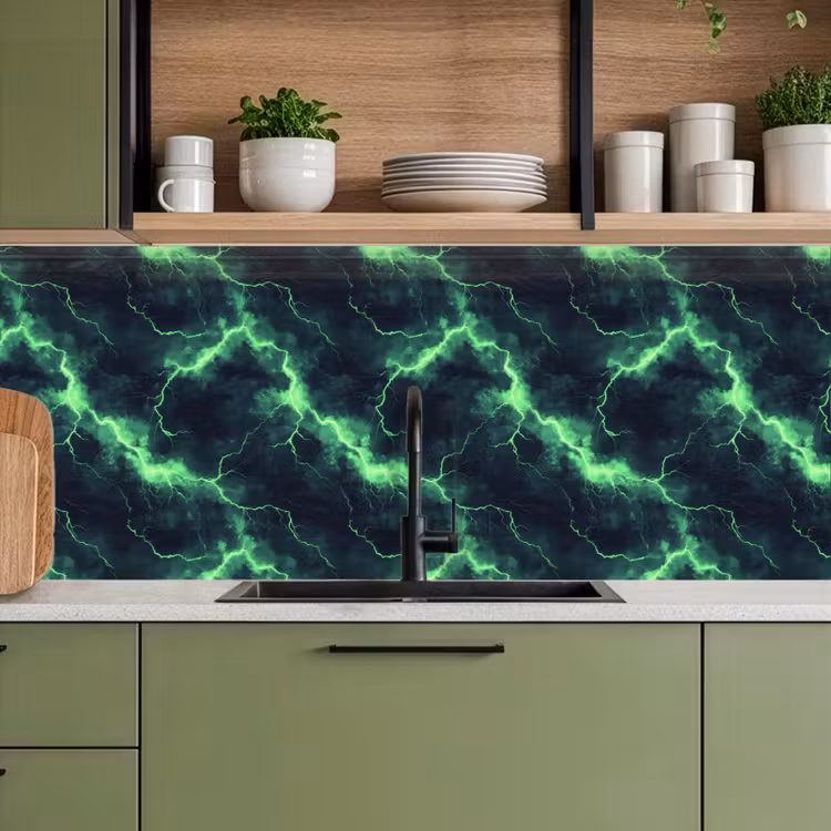 Keuken achterwand - Groen - Bliksem - Storm — 8
