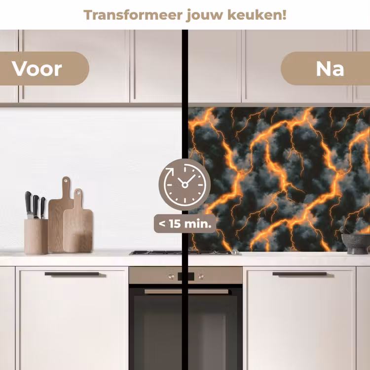 Keuken achterwand - Oranje - Bliksem - Wolken — 3