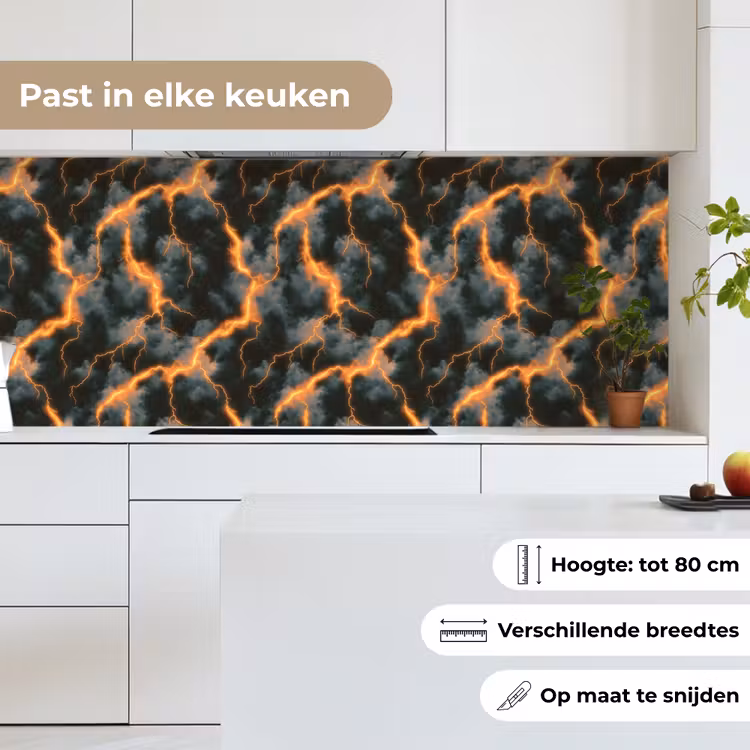 Keuken achterwand - Oranje - Bliksem - Wolken — 7