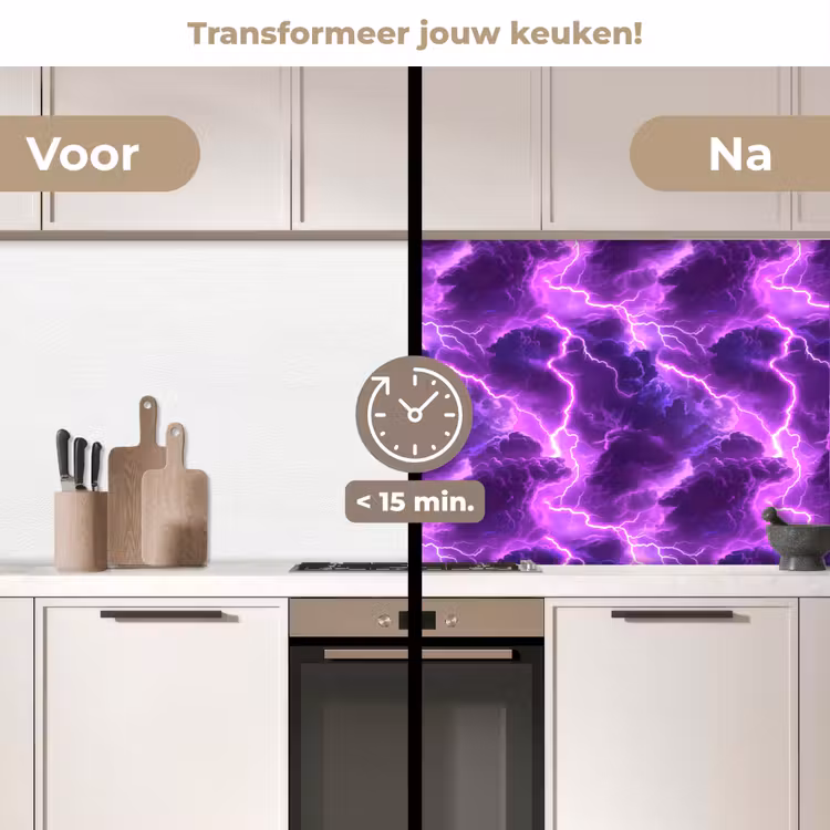 Keuken achterwand - Paars - Bliksem - Wolken — 3