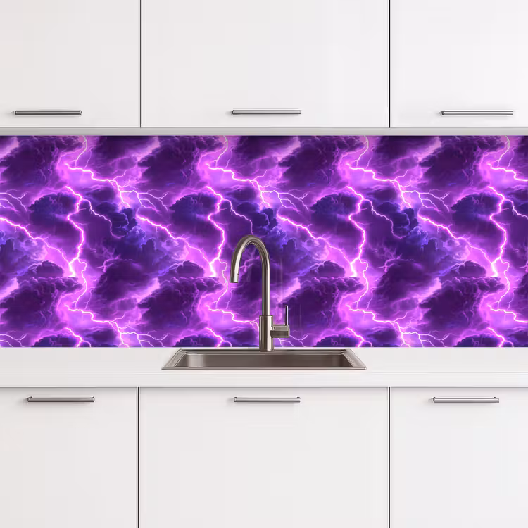 Keuken achterwand - Paars - Bliksem - Wolken — 4