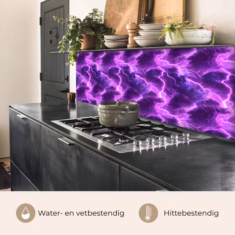 Keuken achterwand - Paars - Bliksem - Wolken — 5