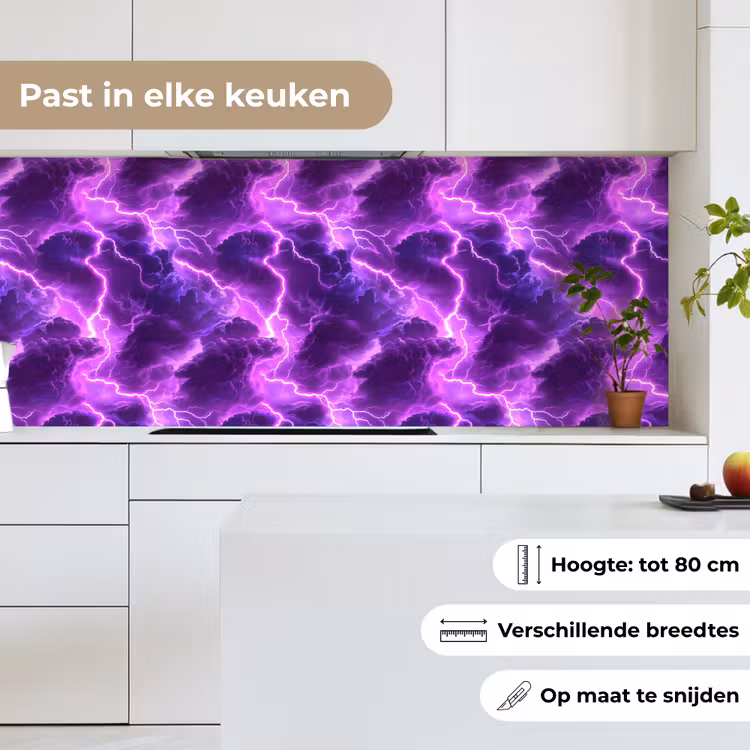 Keuken achterwand - Paars - Bliksem - Wolken — 7