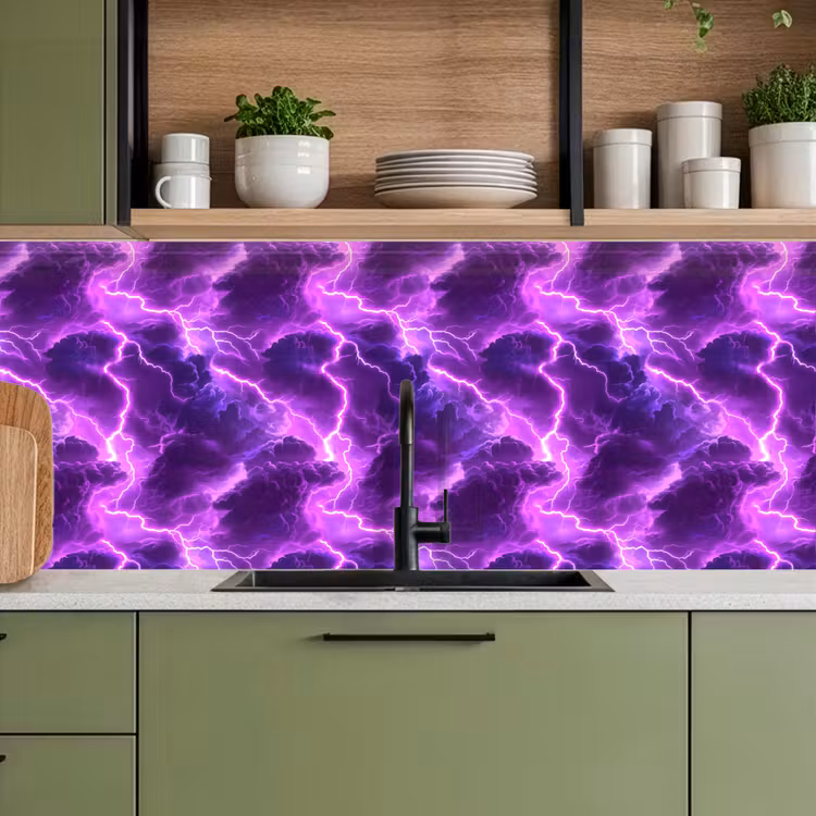 Keuken achterwand - Paars - Bliksem - Wolken — 8