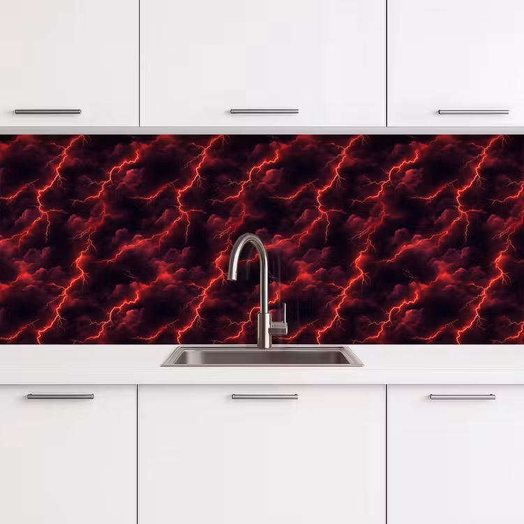 Keuken achterwand - Rood - Onweer - Bliksem - Wolken — 4