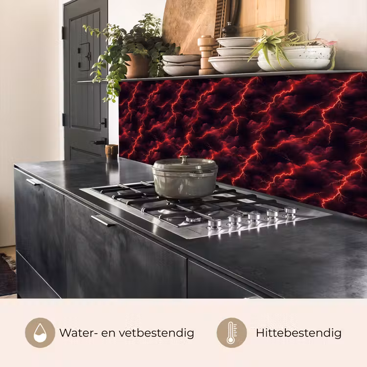 Keuken achterwand - Rood - Onweer - Bliksem - Wolken — 5