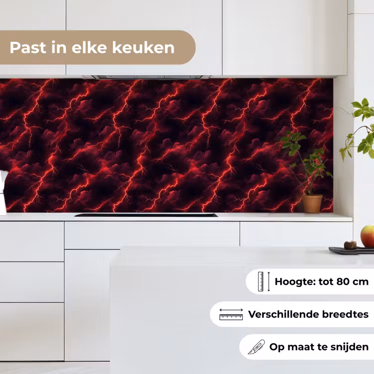 Keuken achterwand - Rood - Onweer - Bliksem - Wolken — 7