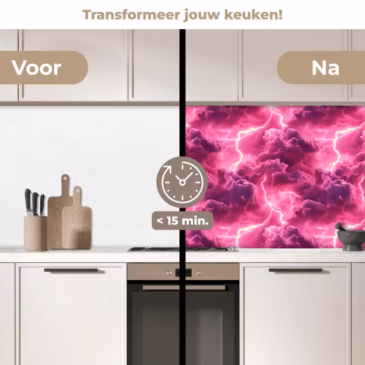 Keuken achterwand - Roze - Onweer - Wolken — 3