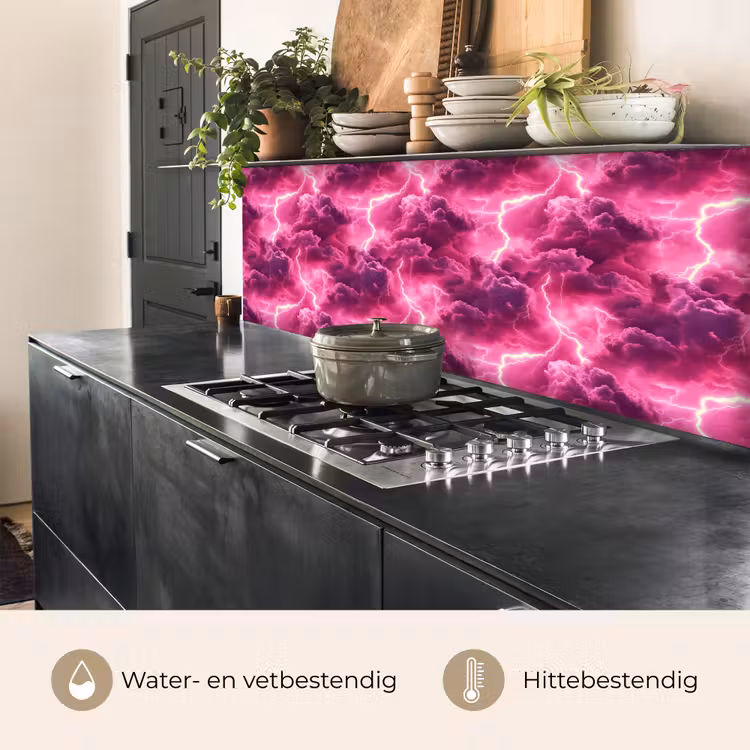 Keuken achterwand - Roze - Onweer - Wolken — 5