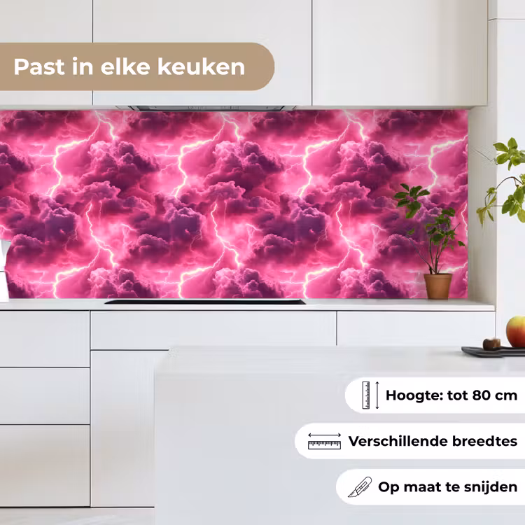 Keuken achterwand - Roze - Onweer - Wolken — 7