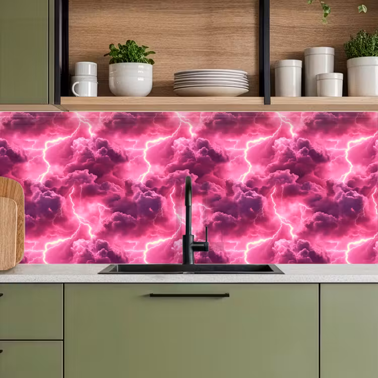 Keuken achterwand - Roze - Onweer - Wolken — 8