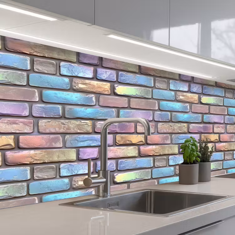 Keuken achterwand - Stenen - Regenboog - Metallic — 2