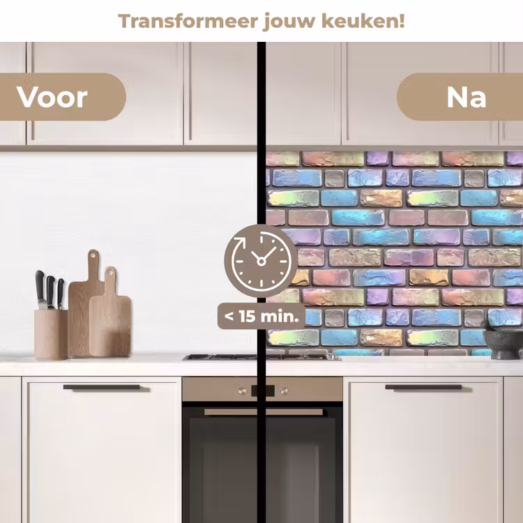 Keuken achterwand - Stenen - Regenboog - Metallic — 3